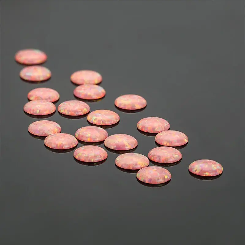3.0mm-8mm Round Cabochon Flat Back White Pink Aqua Orange Fire Opal Synthetic Stone