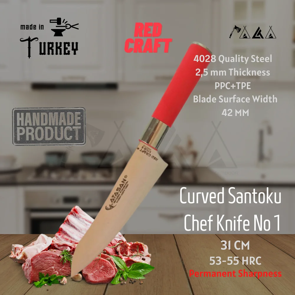 ATASAN Red Craft изогнутые ножи шеф-повара сантоку 01 Высококачественные
