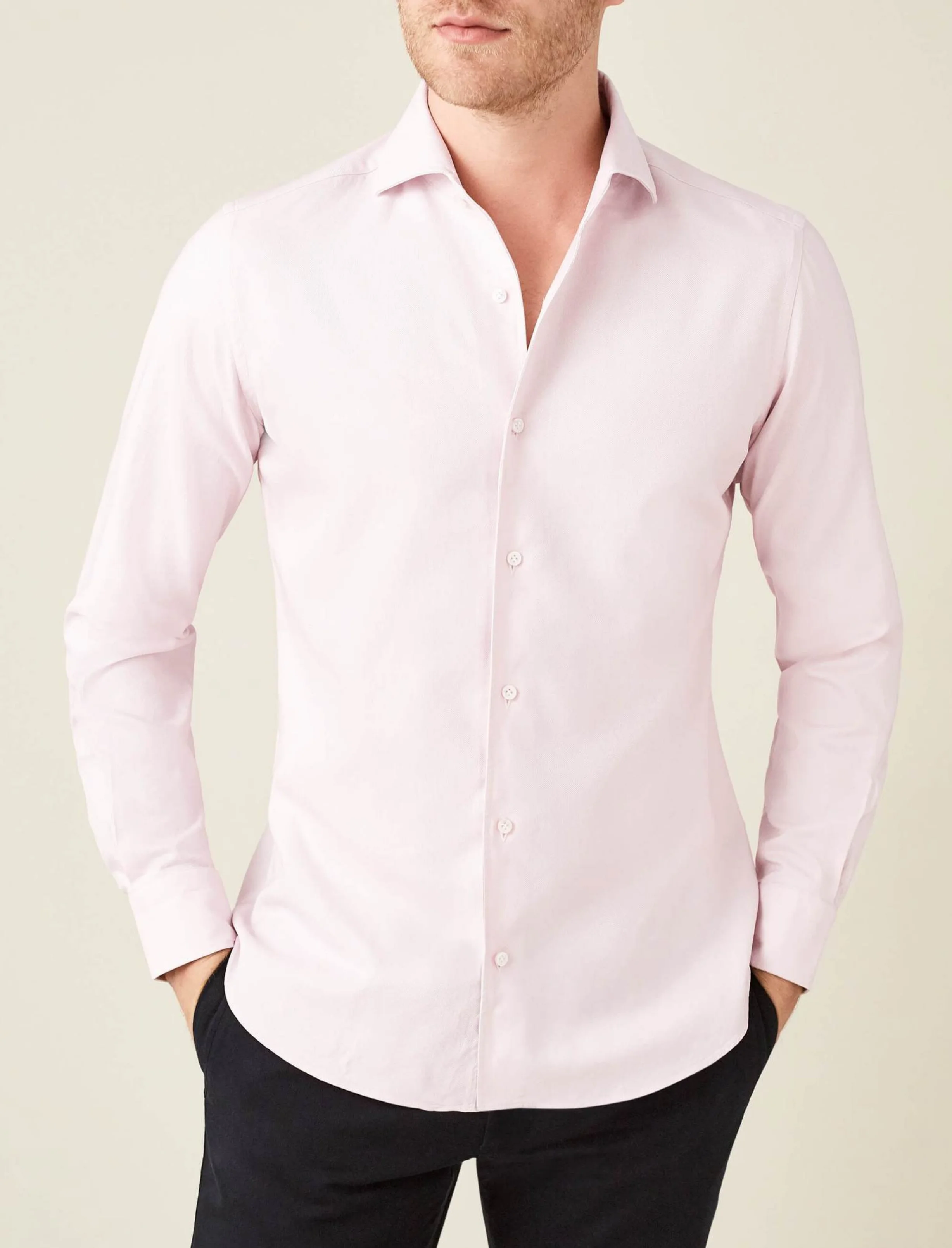 

ALENMEZA Male 100 Cotton Casual Smart Four Seasons Pink Modern Fit Pocketless Shirt