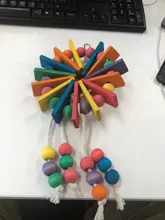 Pet Parrot Toys Wooden Hanging Cage Toys for Parrots Bird Funny Hanging Standing Toy