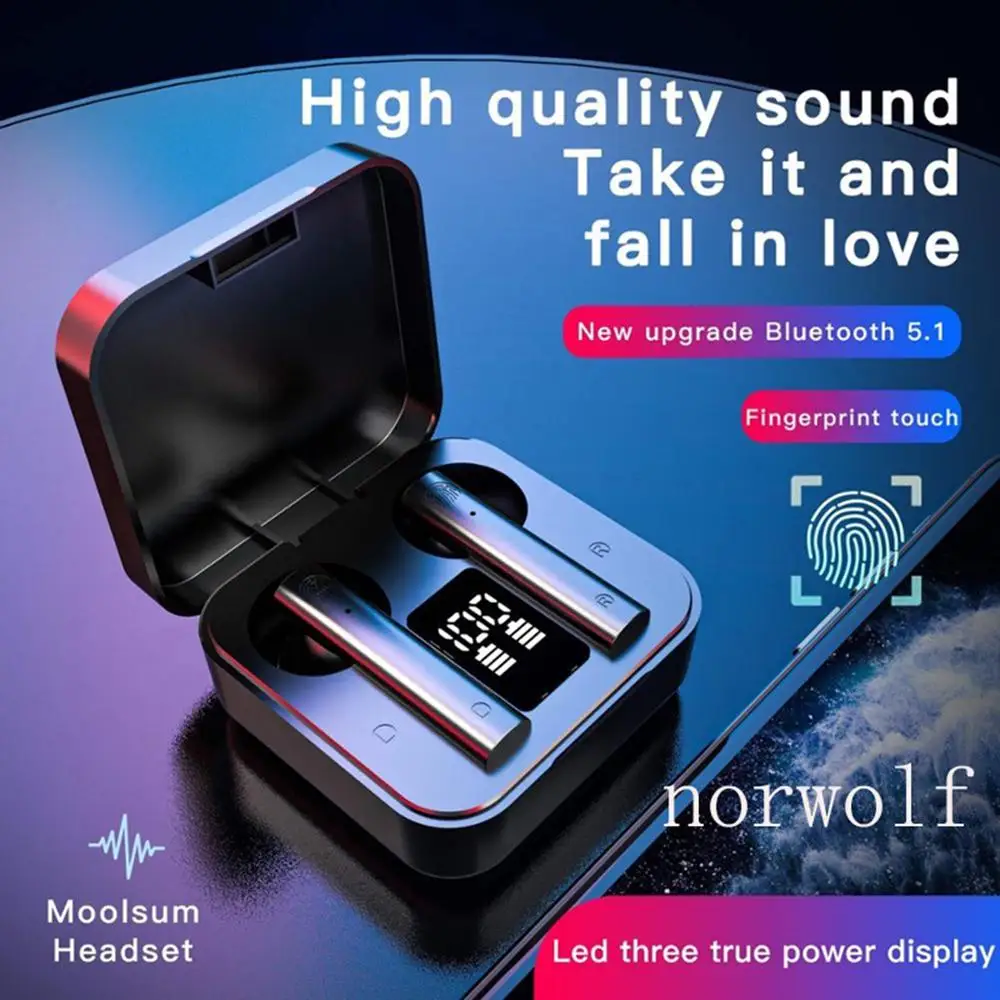 Bluetooth Headphone Earbuds Dual-Mic Airdots S Air-2 Tws Wireless with HD Led-Display