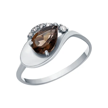 

Silver ring with раухтопазами and cubic zirconia sunlight sample 925