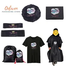 Индивидуальный логотип печать Парикмахерская накидка/футболка/Подарочная коробка пряди для наращивания волос парики атласные сумки/Bonnets/край шарф повязки