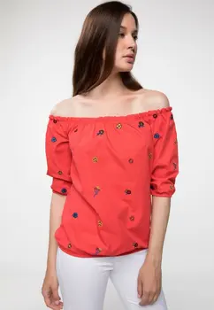 

DeFacto Fashion Off-shoulder Mid Sleeve Blouse Summer Ladies Print Pattern Loose Tops Female Simple Shirts - J1400AZ18SM