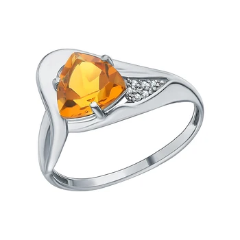 

Silver ring with cubic zirconia and citrine sunlight sample 925