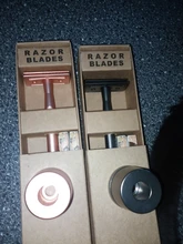 HAWARD-maquinilla de afeitar de doble filo para hombre y mujer, maquinilla de afeitar Manual clásica para la depilación, 20 hojas de afeitar, oro rosa