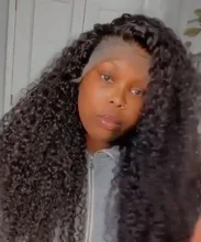 Pelucas rizadas de cabello humano de 30 pulgadas, pelo 13x6 con rizos profundos, onda de encaje, de cabello humano, brasileño, sin pegamento, nudos blanqueados pre-arrancados, para mujeres negras