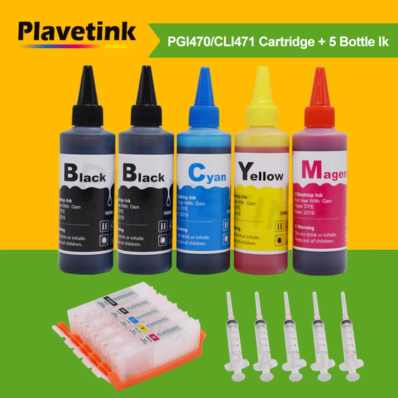 Plavetink PGI 470 CLI 471 XL многоразовый чернильный картридж+ 5 флаконов для принтера Canon PIXMA TS5040 TS6040 TS8040 TS9040