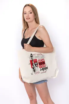 

Angemiel Bag Large Red New York Statue Of Liberty Tote Shopping Beach Bag