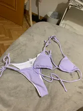 Tankini-traje de baño pequeño para mujer, microbikini azul, conjunto de bikini brasileño de estilo vendaje púrpura de cintura baja, traje de baño de dos piezas