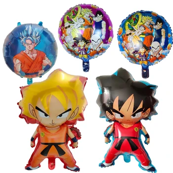 

5pcs Goku super hero wukong Dragon Ball blue gold fluorescent star latex balloon party decor supply layout decorative balloon