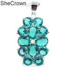 39x20 мм красивый созданный насыщенный Синий Аквамарин подарок для женщин серебряный кулон