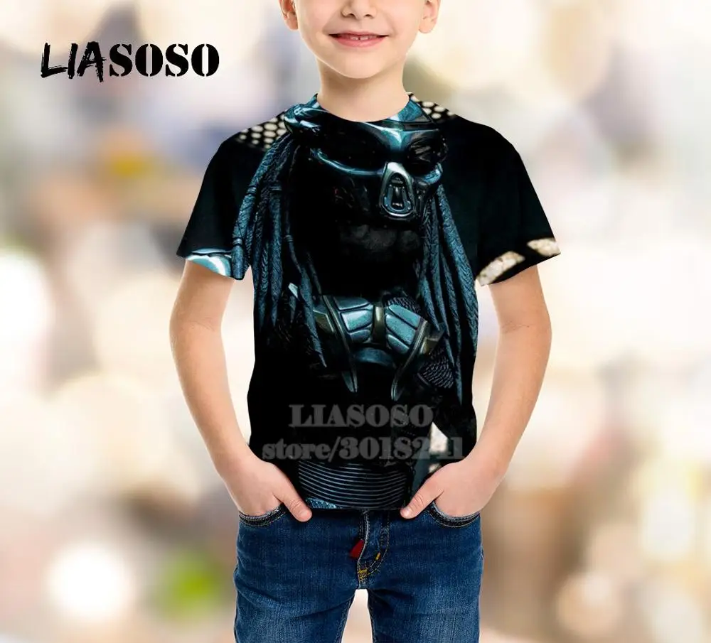 12 LIASOSO/Летний Детский свитер для подростков футболка с 3D принтом «Хищник» детский топ, пуловер с короткими рукавами для мальчиков и девочек, B128 - Цвет: 12