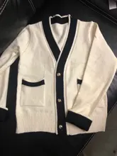 Cárdigans de punto Vintage para mujer, suéteres de manga larga con cuello en V, blusas ajustadas coreanas para oficina, cárdigans 2019