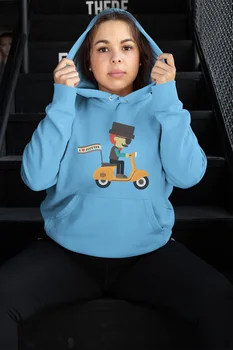 

Angemiel Wear İ Love Scooter Blue Women 'S Hooded Sweatshirt