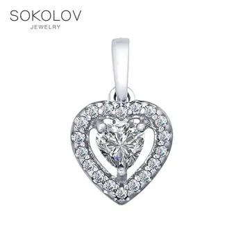 

SOKOLOV suspension of silver with Swarovski Crystals Zirconia, fashion jewelry, 925, women's male, pendants for neck women