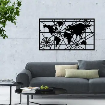 

Linewallart Framed compass Metal world map