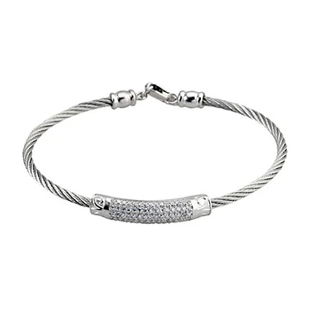 

Steel bracelet 925 Sterling silver m white stretch zircons woman