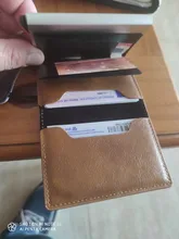 Cartera inteligente para hombre y mujer, tarjetero de aleación de aluminio, Mini billetera informal de negocios, de cuero