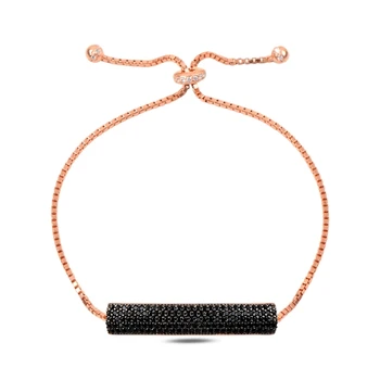 

KUTAYDAN 925 Sterling Silver 5 Row Black Zircon Stone Plate Lift Bracelet