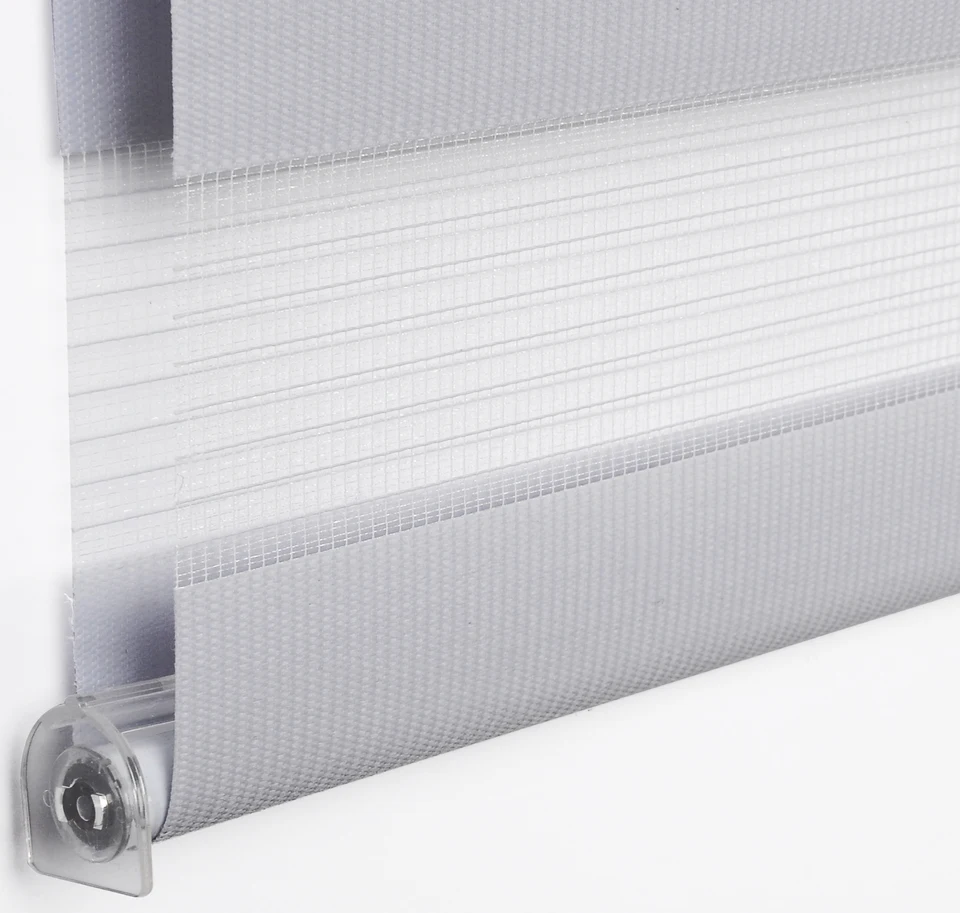 VOUNOT Set di 2 Tenda a Rullo Doppia Strato Oscurante Giorno e Notte, Catenella Laterale, Tenda Interno Zebra Blinds Grigio, 45 x 150 cm