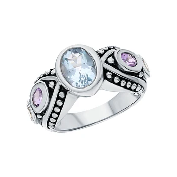 

Silver ring with amethyst, topaz and citrine sunlight sample 925