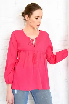 

Trend Alacati Style Women Green V-Neck Woven Kırinkıl Bluz ALC-020-039-B