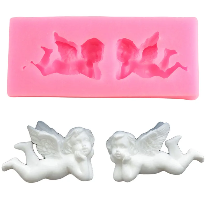 3D Angel Silicone Mold DIY Party Cupcake Topper Fondant Cake Decorating Tools Candy Chocolate Baking Molds Soap Resin Clay Mould