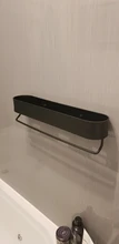 Black Bathroom Shelves Rack Towel-Bar Wall-Shelf Shower-Storage Kitchen Aluminum Space