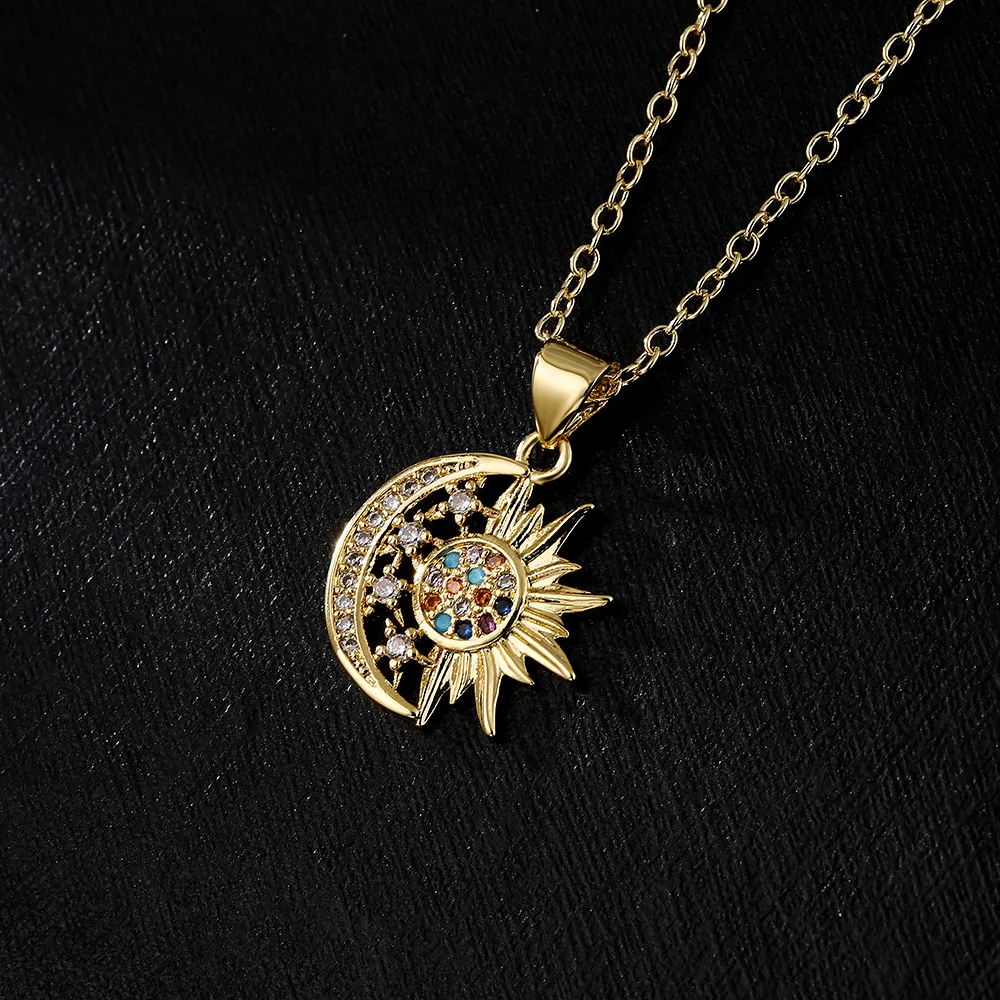 Trendy Stainless Steel Sun Moon Star Pendant Necklace Cute Elegant Necklace  - Walmart.com