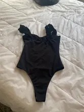 Vintage Swimsuit Bodysuits Monokini Push-Up Black One-Piece Women Beach Padded Ruffle-Strap