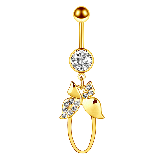 Gold Color Heart belly button ring 14G belly ring cute navel piercing bar sexy belly piercing dangle navel ring lot