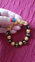 Pulsera de Feng Shui con cuentas de obsidiana, pulsera negra con abalorios de piedra obsidiana, con símbolo de Pixiu, pulsera de la buena suerte, para hombres y mujeres