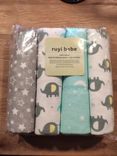 Ruyi-Manta de algodón para bebé, 4 unidades/paquete, 100%, supersuave, de franela, para recién nacido, 76x76CM