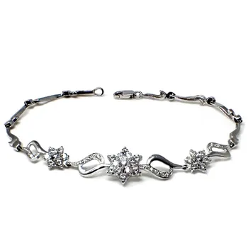 

Bracelet 18k white gold motif flower zircons [AB4582]