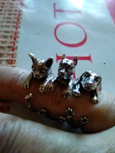 Anillos ajustables Kinitial para mujer, 1 Uds., color bronce antiguo, negro, cachorro de perro salchicha, Animal, 3D