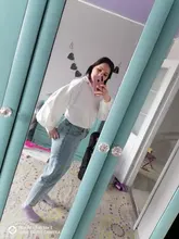 Blusa con manga de linterna para mujer, camisa holgada con botones a la moda para primavera y otoño, Color liso