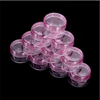 

5Pcs Mini Fashion Pink Clear Cosmetic Empty Jar Pot Eyeshadow Makeup Face Cream Container Round Box Portable Refillable Bottles