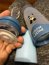 Disney-cuchara para pasta de arroz para bebé, botella de leche de silicona suave, suplemento de alimentos para bebés, artefacto para apretar, cuchara para arroz y fideos