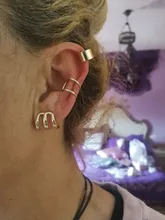 7 Uds. De pendientes de Clip para la oreja, sin perforación, con hojas de estrella dorada, para mujeres, accesorios de joyería para el cartílago falso Simple