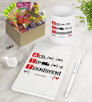 

Personalized Emergency Medical Technician Nostalgic Lezzetler Notebook Pen Mug Gift Seti-2