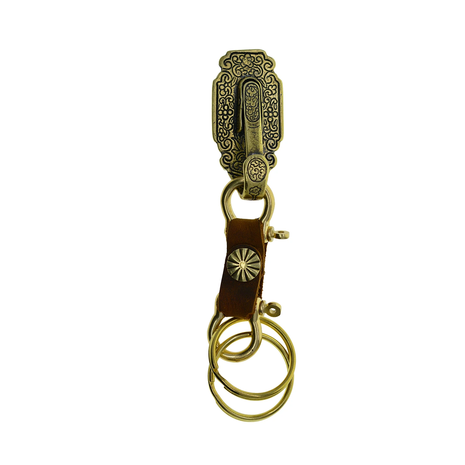 Men Leather Belt Key Chain Clips Belt Loop Car Key Ring Holder Brass Snap  Hook