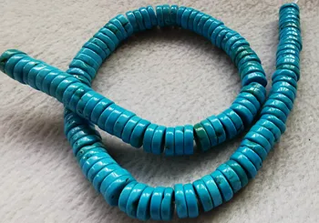 

Wholesale 120pcs Blue Turquoise stone 10mm coin Heishi heishi wheel , Stabilized turquoise necklace -spacer beads 16inch