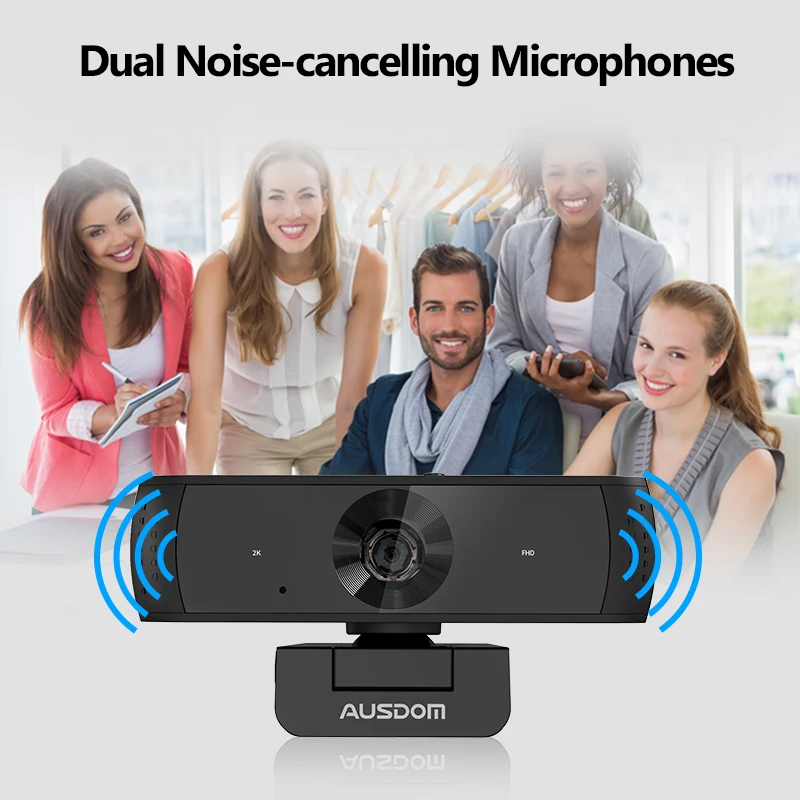 Ausdom Aw651s 2k Stream Webcam com Dupla Câmera Web Microfones com Tampa de Privacidade Autofocus pc Câmera para Switch Laptop - Imagem 3