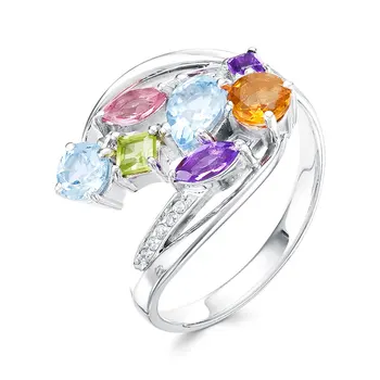 

Silver ring with Topaz and nano sitall