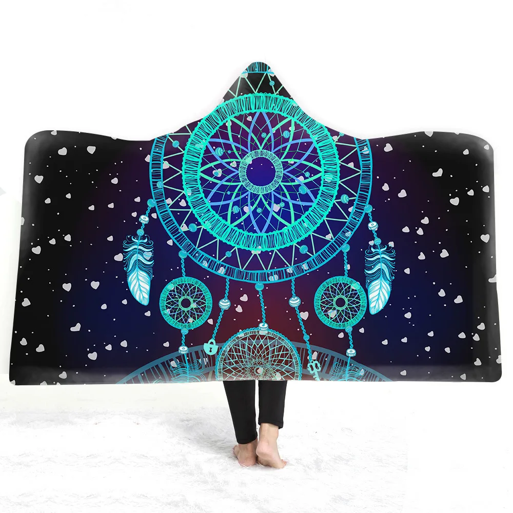 Dreamcatcher-Hooded-Blanket-Thickening-Microfiber-Plush-Sherpa-Throw-Blanket-Sofa-bed-plane-Travel-Bedding-Dropshipping (5)