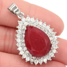 37x23 мм классический большой драгоценный камень 18x13 мм настоящий красный рубин натуральный белый CZ серебряный кулон