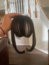 MEIFAN-extensiones de cabello con flequillo, postizo de pelo sintético Natural, con flequillo de aire, negro y marrón