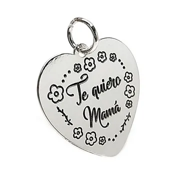 

Pendant 925 Sterling silver m heart I love MAMA flowers [AB5376]