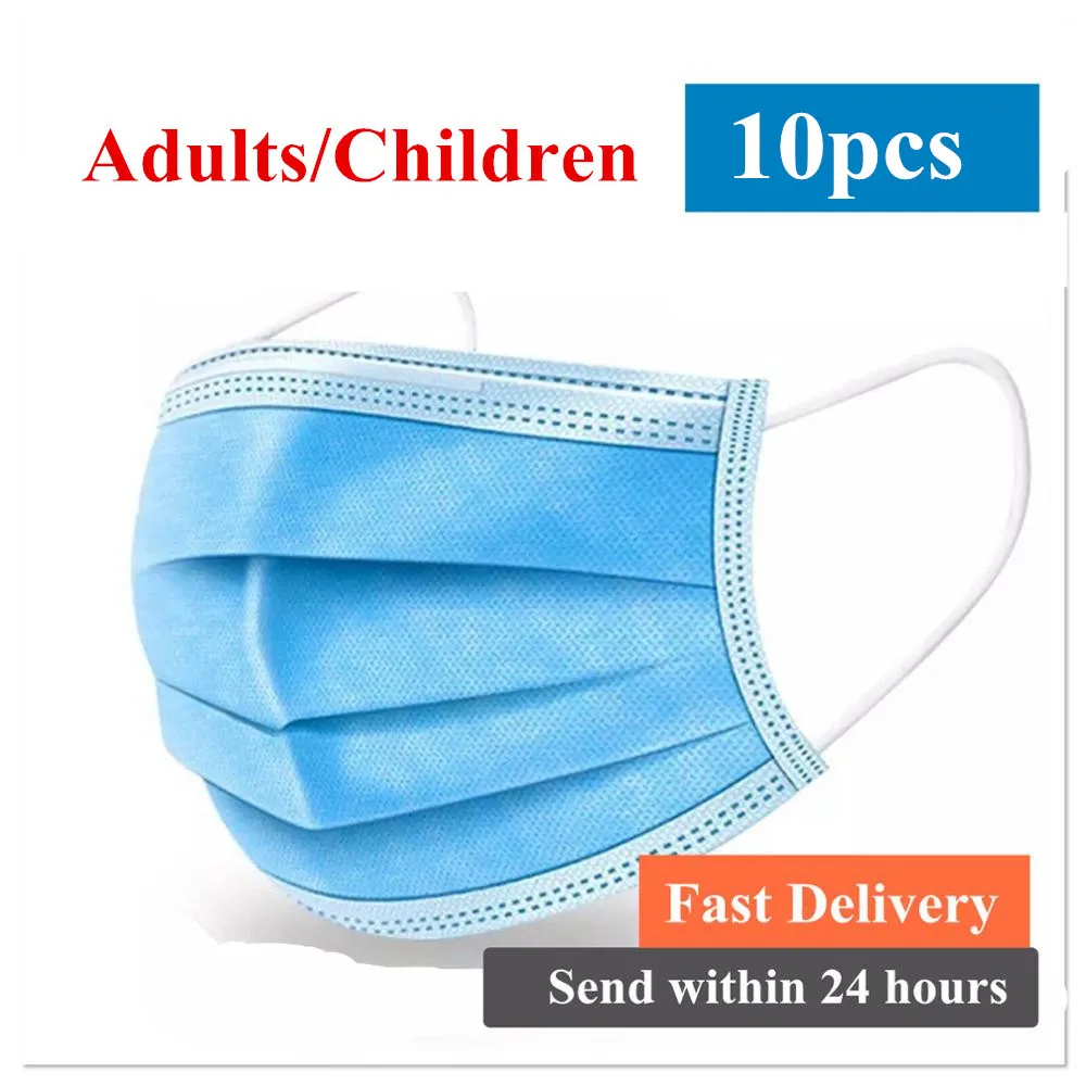 

In stock disposable mouth mask adult children mask Antivirus masks flu Nonwove 3 Layer Ply Filter Mouth Face Mask Meltblown